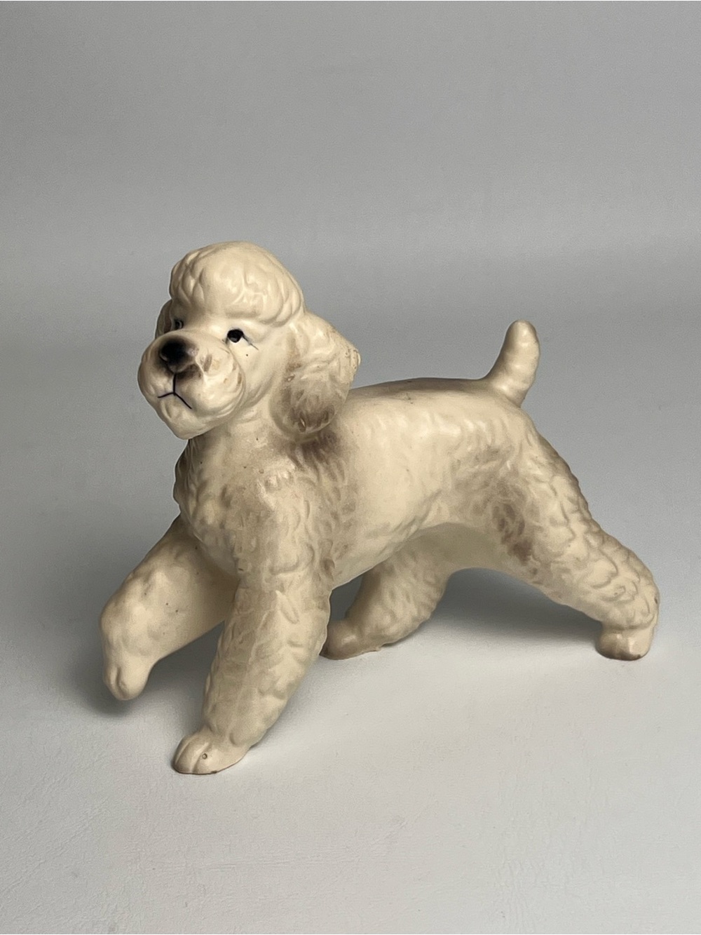 VTG Mid Century Porcelain Poodle Figurine White Gray Japan 50s 60s